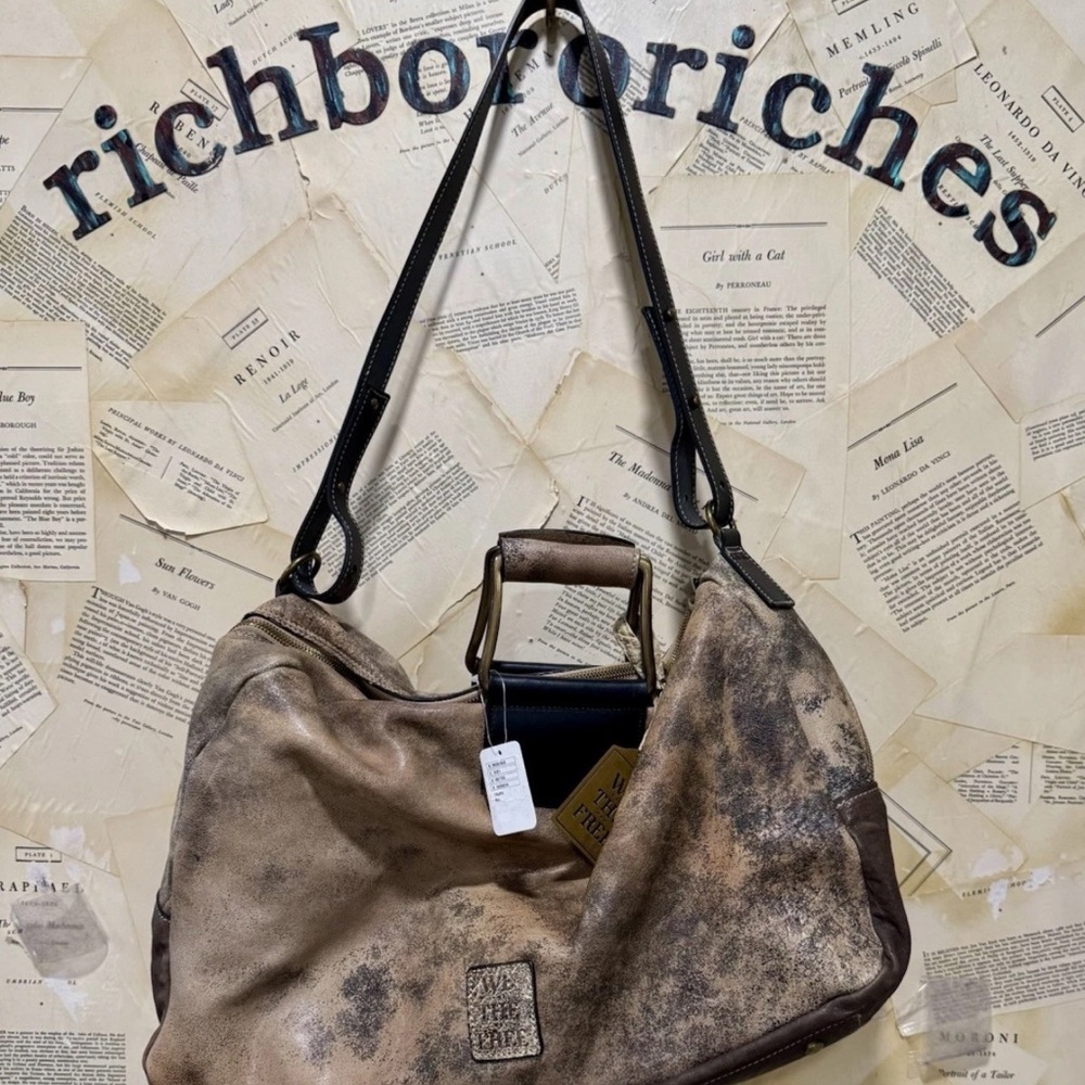 Free People Ash Leather Weekender Bag We The Free Distressed Desert Taupe - Picture 10 of 12